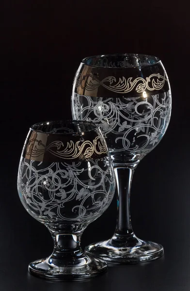Glass glass on a black background — Stock Photo, Image