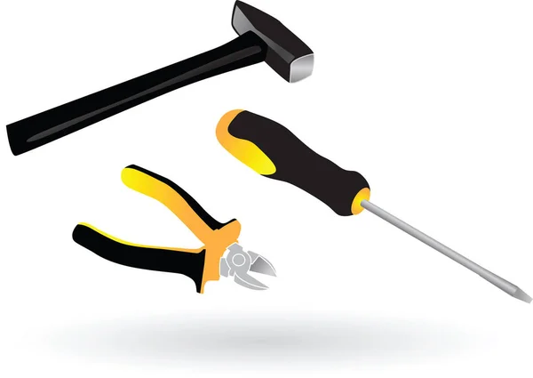 Werkzeug Schraubenzieher Zange Hammer — Stockvektor