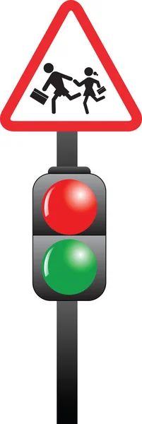 Okul çocukları işareti ve trafik ışığı