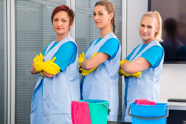 Cleaning brigade in office — Stock Photo, Image