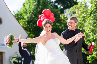 Bride running away with priest  clipart