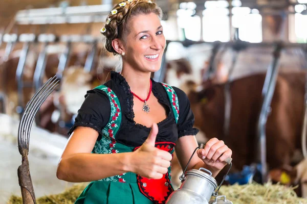 Sexy landgenote in cowhouse — Stockfoto