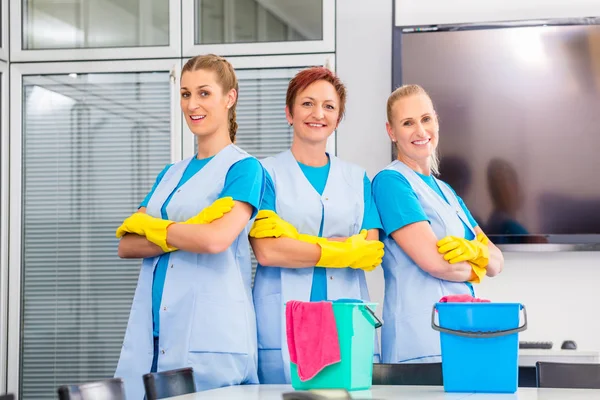 Cleaning brigade in office — Stock Photo, Image