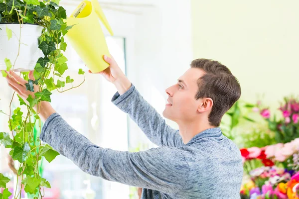 Floristería trabajando en floristería — Foto de Stock