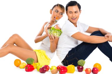 Salata yemek Asya çift 