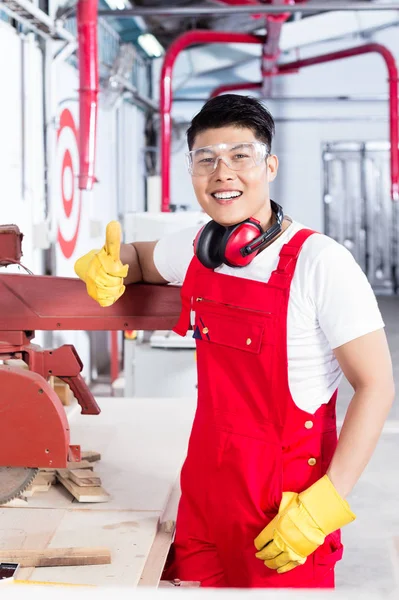 Proud worker at his workplace in industrial plant — Stock Photo, Image