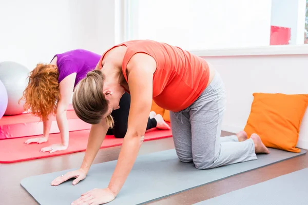 Two pregnant women exercising during prenatal class — Stock Photo, Image