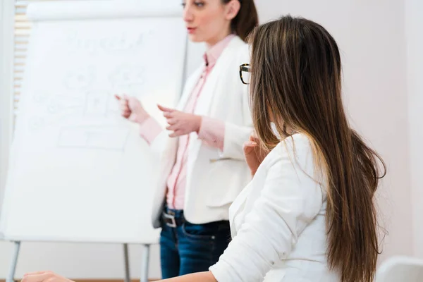 Bedrijfspresentatie op whiteboard — Stockfoto