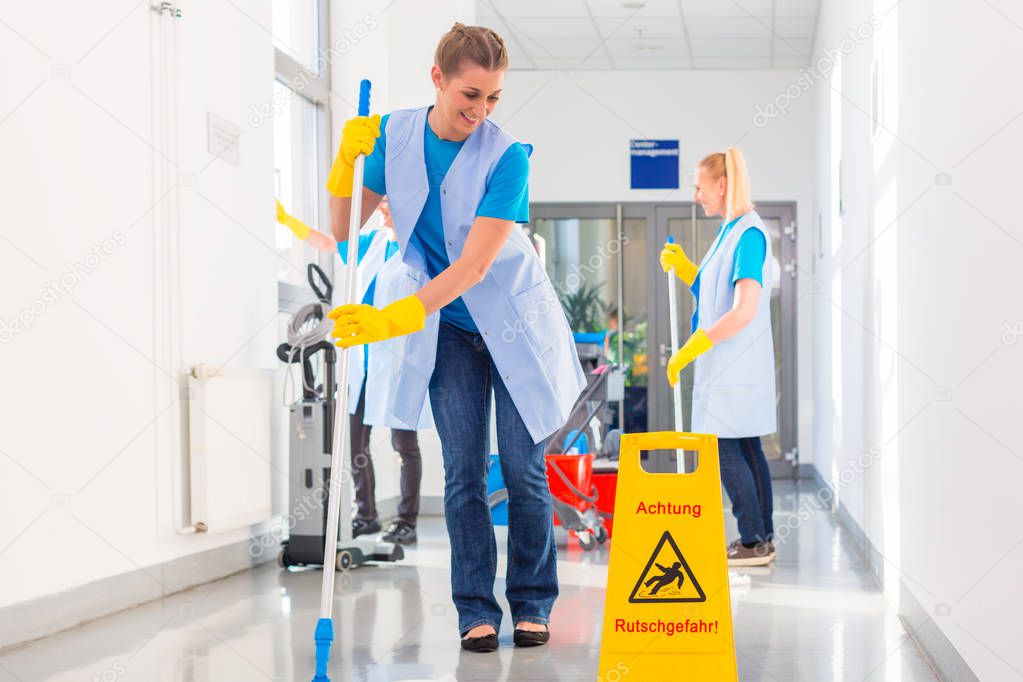 Commercial cleaning brigade working