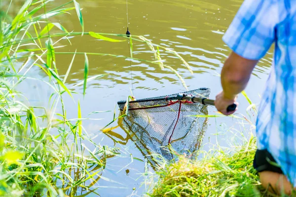 Sport fisherman getting his catch — Stock Photo, Image