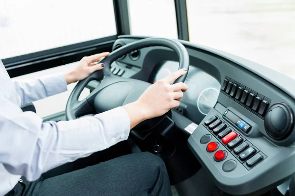 Bus driver in cockpit — Stock Photo, Image