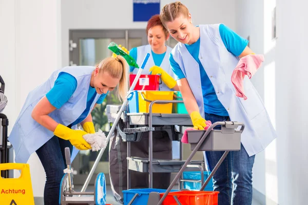 Limpadores comerciais fazendo o trabalho juntos — Fotografia de Stock