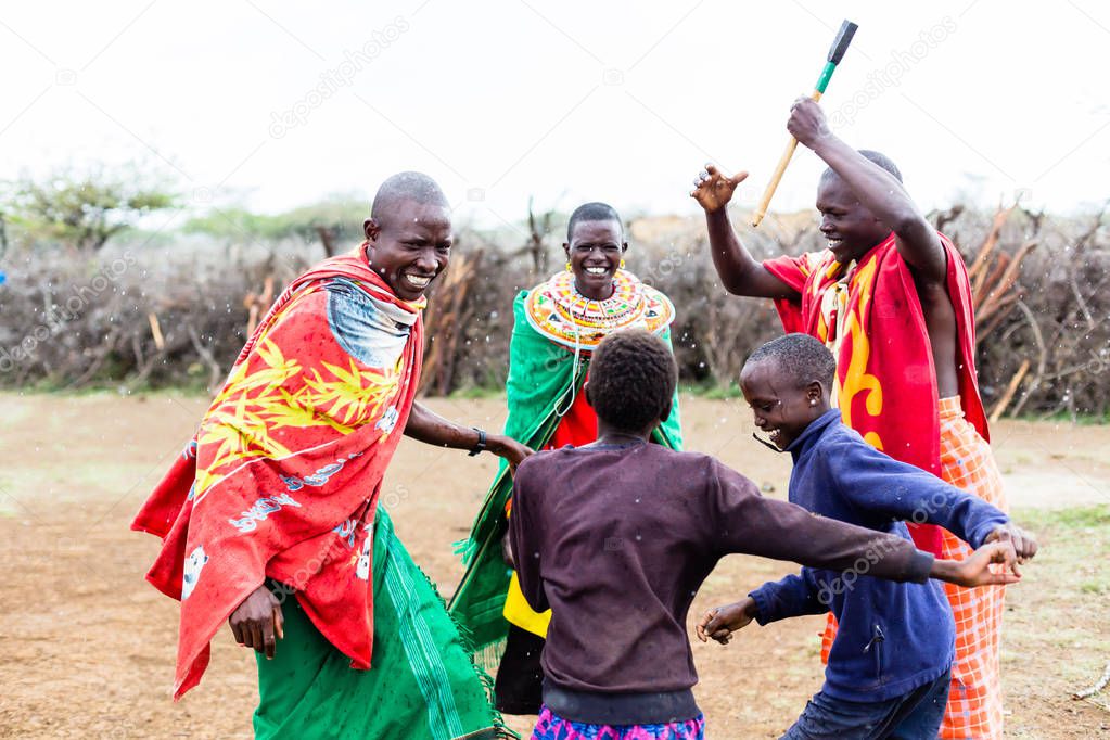 Massai family celebrating