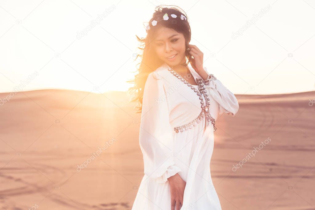 Beautiful woman in desert 