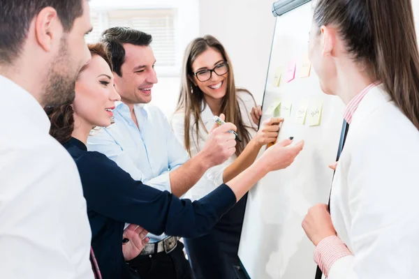 Brainstorming de negócios e planejamento de recursos com equipe — Fotografia de Stock