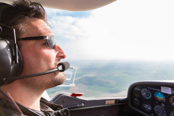Sport Pilot flying his plane with confidence