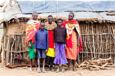 Massai family looking in camera clipart