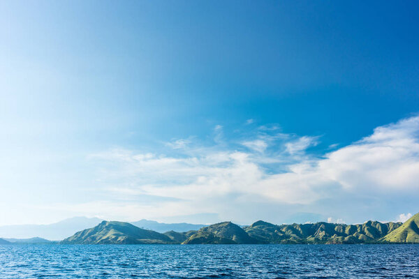 Idyllic seascape with the coastline of Flores Island Indonesia