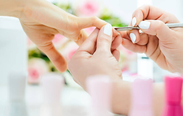 Woman having a manicure