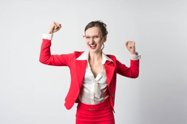 iş kadını bir başarı kutluyor