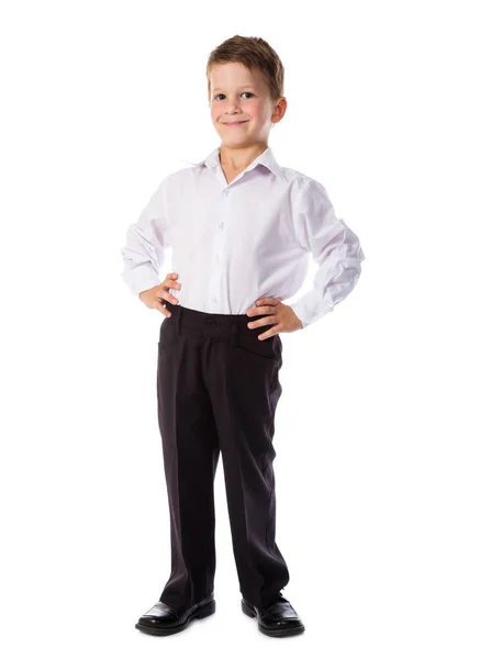 Щасливий маленький дошкільник в уніформі — стокове фото