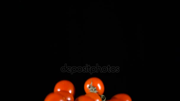 落西红柿樱桃, 慢动作 — 图库视频影像