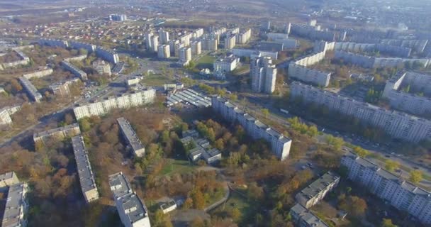 Vista panorámica aérea de la zona residencial Saltivka en Kharkiv — Vídeos de Stock