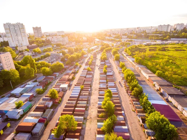 Luchtfoto naar garage coöperatie in Kharkiv, Oekraïne — Stockfoto