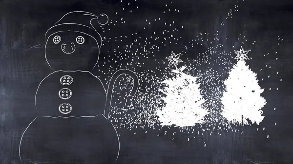 Illustration Christmas Tree Painted Blackboard — Stock Photo, Image