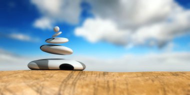 zen taşlar kavramı 3D çizimi