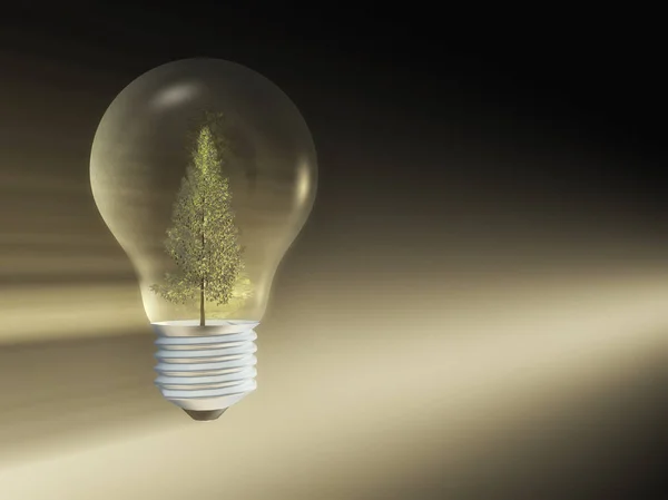 Illustrazione Una Lampadina Con Albero All Interno — Foto Stock