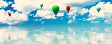 sıcak hava balonları ve mavi gökyüzü