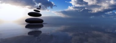zen taşlar kavramı 3D çizimi