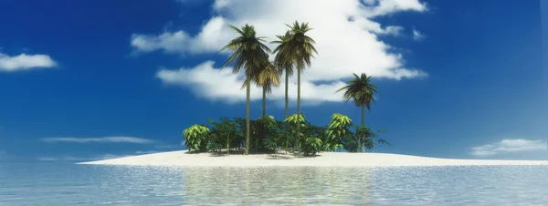 Illustration Île Tropicale Soleil Plage — Photo