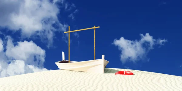 Illustration Von Llaud Traditionelles Boot Der Wüste — Stockfoto