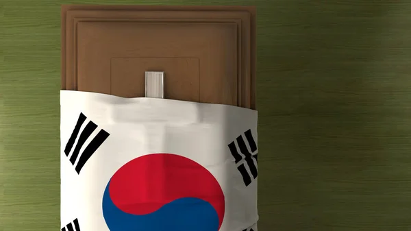 Illustratie Van Vlag Van Korea Kist — Stockfoto