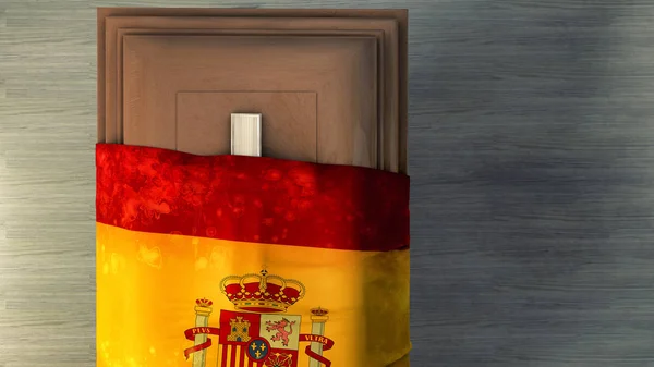 Illustration Flaggan För Spanien Och Kista — Stockfoto