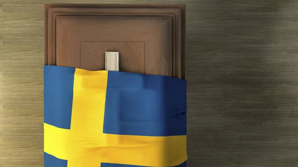 Illustration Sveriges Flagga Och Kista — Stockfoto