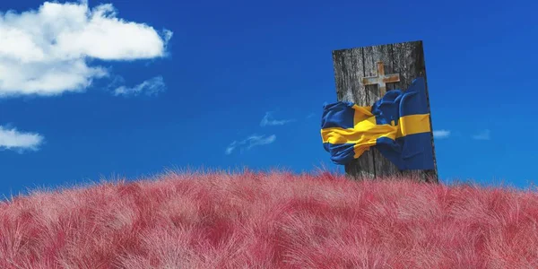 Ilustración Bandera Suecia Ataúd — Foto de Stock