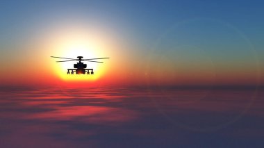 bir helikopter savaş 3D çizimi