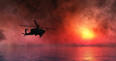 bir helikopter savaş 3D çizimi