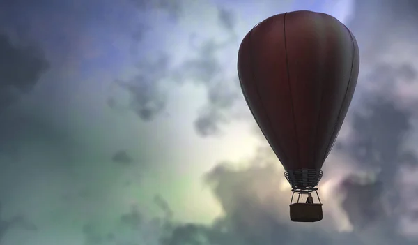 Απεικόνιση Του Αερόστατου Θερμού Αέρα Και Του Ουρανού — Φωτογραφία Αρχείου