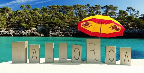 Illustration Words Sand Indicating Mallorca — Stock Photo, Image