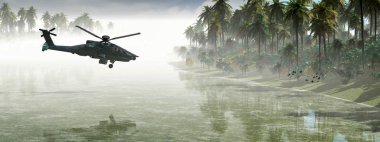 bir helikopter savaş 3D çizimi