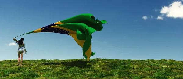 Иллюстрация Женщины Флага Бразилии — стоковое фото