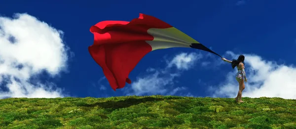 Ilustração Mulher Bandeira França — Fotografia de Stock