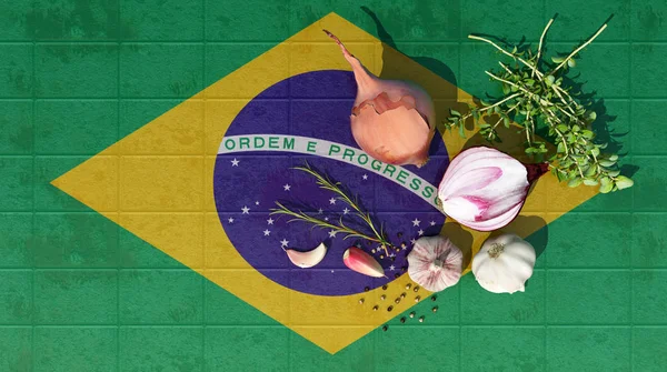 Иллюстрация Флага Бразилии Питания Здорового Питания — стоковое фото