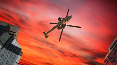 bir helikopter savaş 3D çizimi
