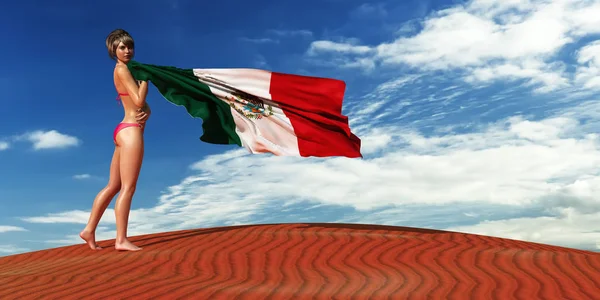 Ilustración Mujer Bandera México —  Fotos de Stock