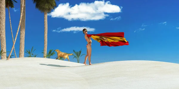Illustration Woman Flag Spain — 스톡 사진